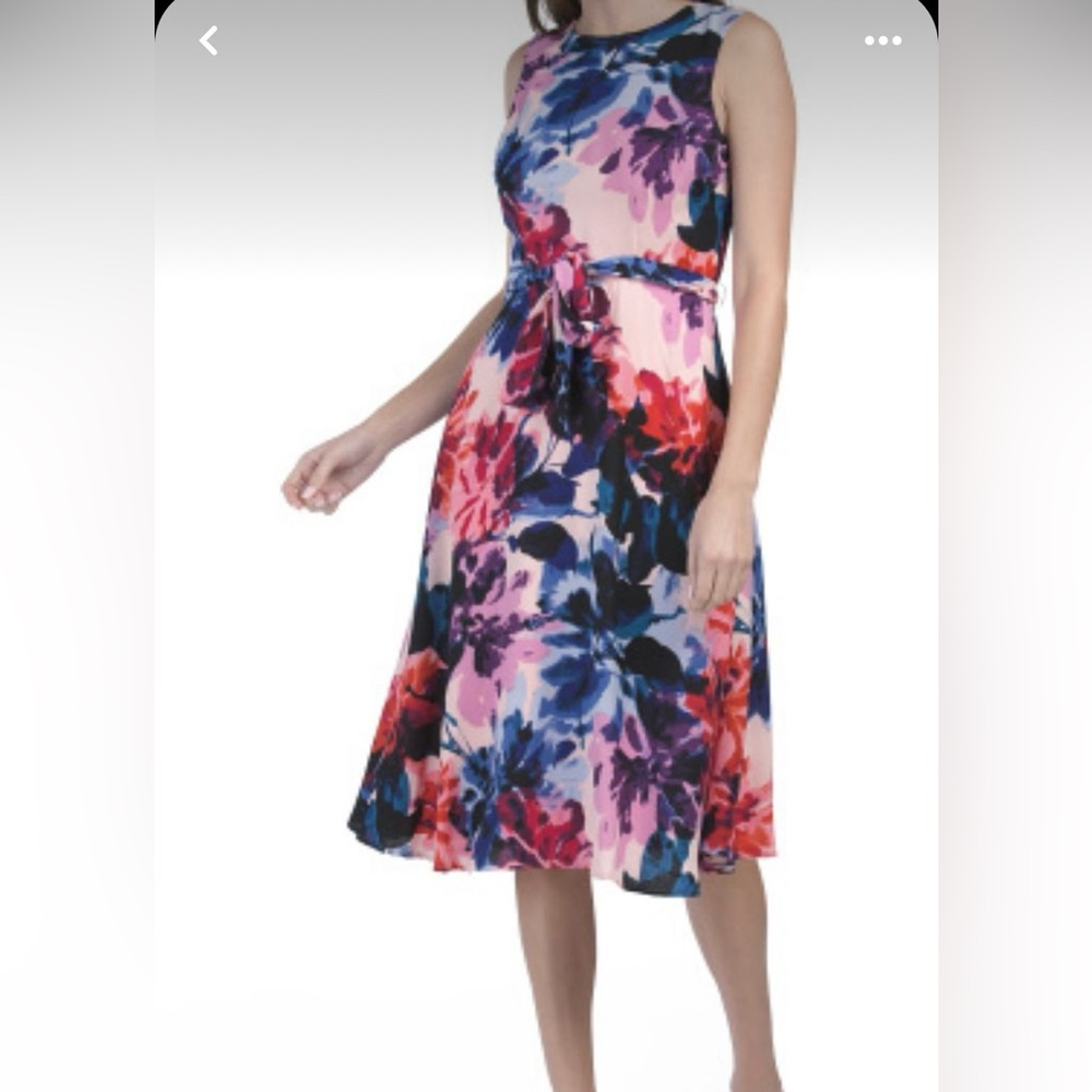 Donna Ricco abstract floral fit and flare dress. Sz 4